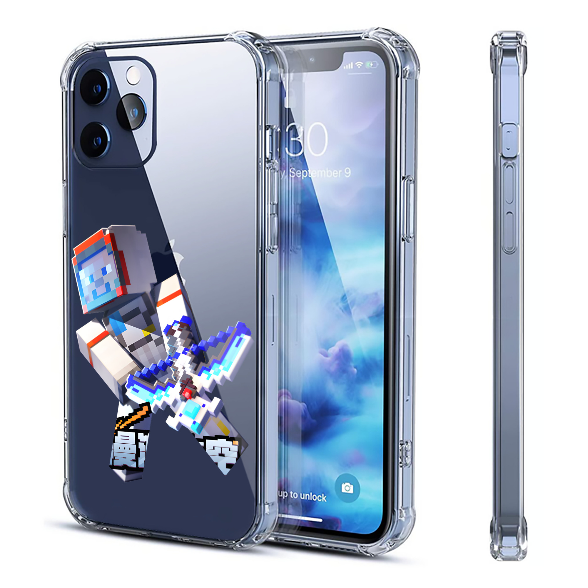 （画像用） マインクラフト ブロックの世界 Minecraft MC Block world 【iPhone 12シリーズ対応】透明スマホケース（クリアソフトケース）